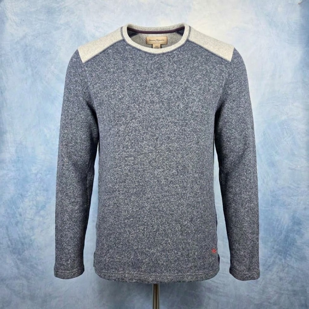 Tommy Bahama Mens Blue Marled Long Sleeve Pullover Sweatshirt Size Medium
